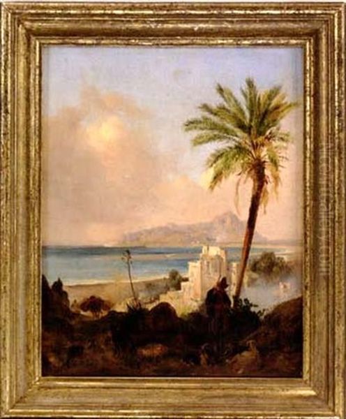 Paesaggio Dell'italia Meridionale Oil Painting by Johann Nepomuk Rauch