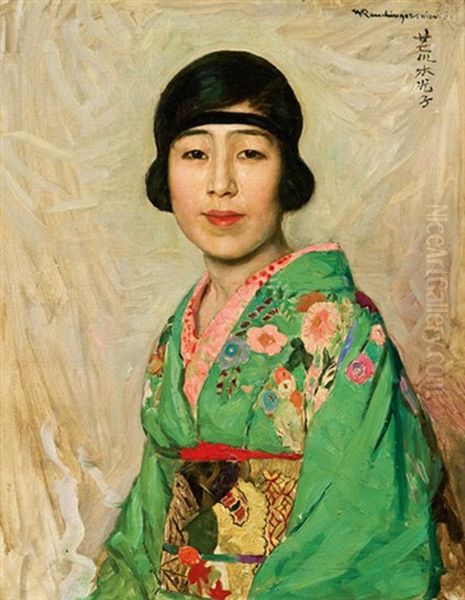 Bildnis Der Mme Mitzuko Araki Oil Painting by Heinrich Rauchinger