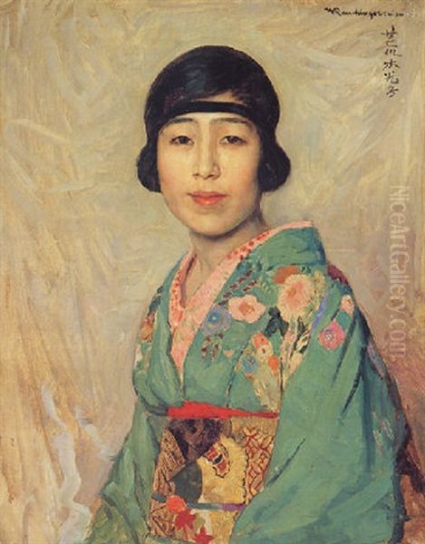 Bildnis Madame Mitzuko Araki Oil Painting by Heinrich Rauchinger