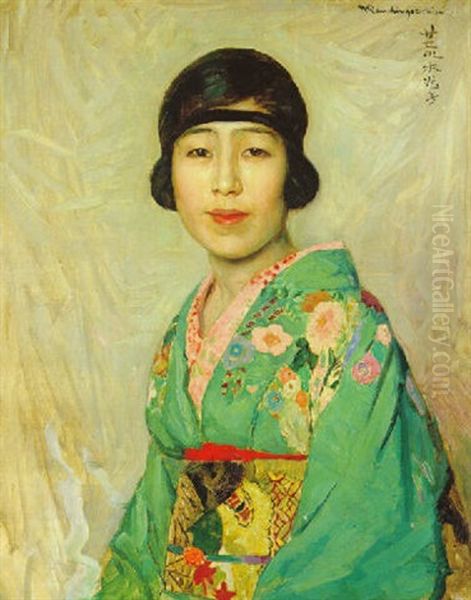 Bildnis Mme. Mitzuko Araki Oil Painting by Heinrich Rauchinger