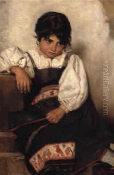 Young Girl In Traditional Costume Oil Painting by Heinrich Rauchinger