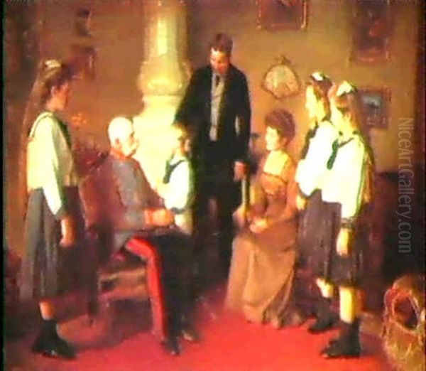 The Emperor Franz Josef Visitscountess Seefried And Her     Family Oil Painting by Heinrich Rauchinger