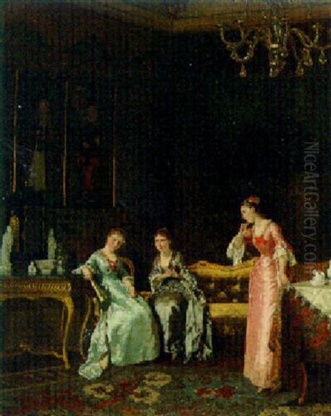 The Elegant Gossips Oil Painting by Albert Raudnitz