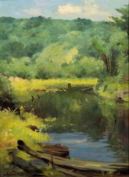 Spring On The Riverbank Oil Painting by John Willard Raught