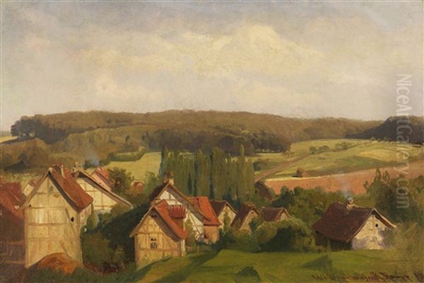 Blick Auf Willingshausen In Hessen Oil Painting by Karl Raupp