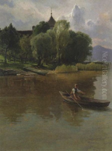 Vor Der Fraueninsel Im Chiemsee Oil Painting by Karl Raupp