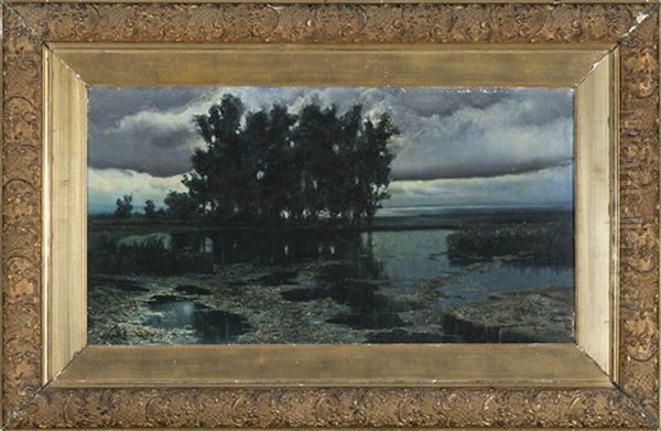 Laguna Pontina Oil Painting by Nicolas Raurich Y Petre