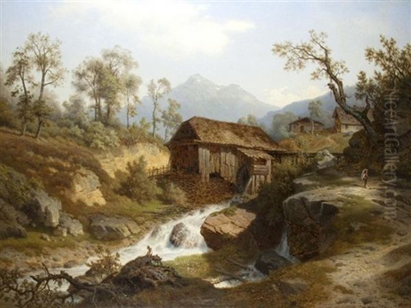 Am Gebirgsbach Oil Painting by Leonhard Rausch