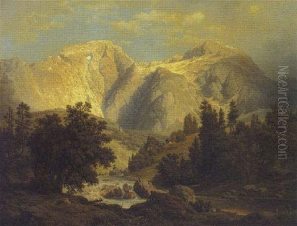 Parti Fra Berchtesgaden Oil Painting by Leonhard Rausch