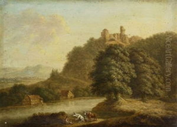 Flusslandschaft Oil Painting by Friedrich Rauscher