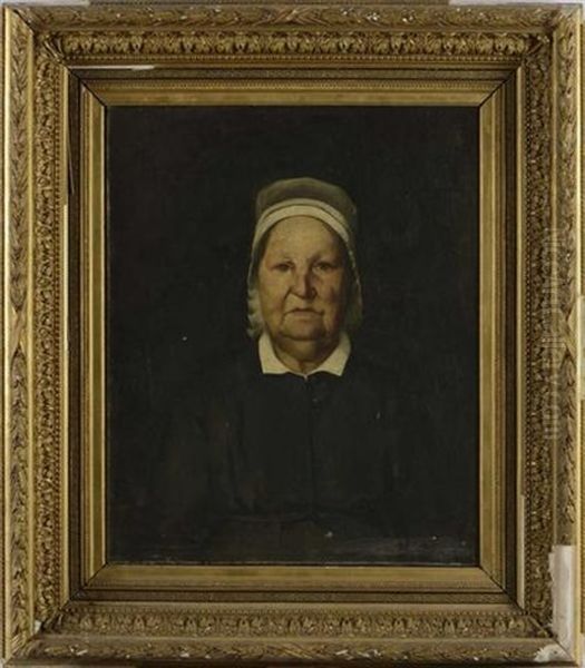 Portrait D'emilie Foulon, Grand Mere Maternelle De L'artiste Oil Painting by Leon Gustave Ravanne