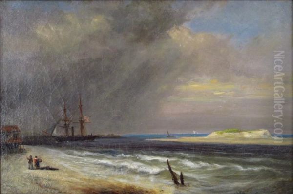 Great Passing Off The Atlantic Inlet Oil Painting by George Robert Bonfield