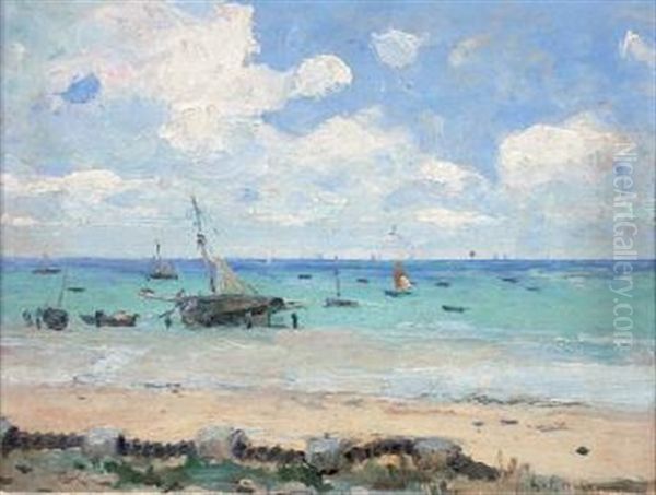 Maree Basse Oil Painting by Leon Gustave Ravanne