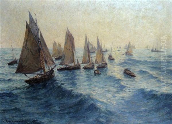 Regate Oil Painting by Leon Gustave Ravanne