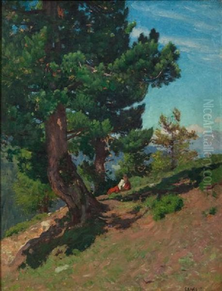 Arolles Dans Le Valais A Chandolin Oil Painting by Edouard John E. Ravel