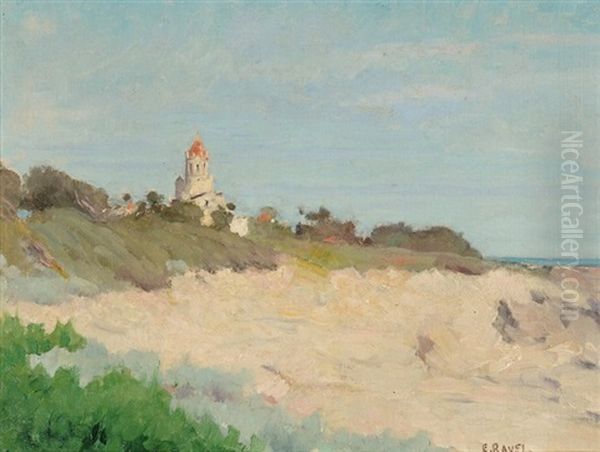 Paysage A St. Honorat (iles De Lerins) Oil Painting by Edouard John E. Ravel