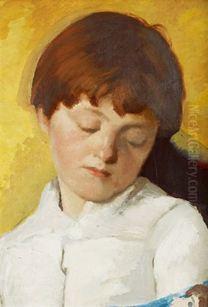 Enfant A La Poupee Oil Painting by Edouard John E. Ravel