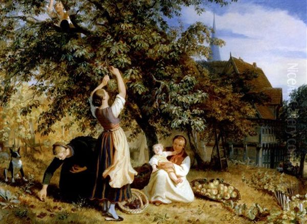 Kinder Mit Einem Geistlichen Beim Musizieren In Einer Walliser Sakristei Oil Painting by Edouard John E. Ravel