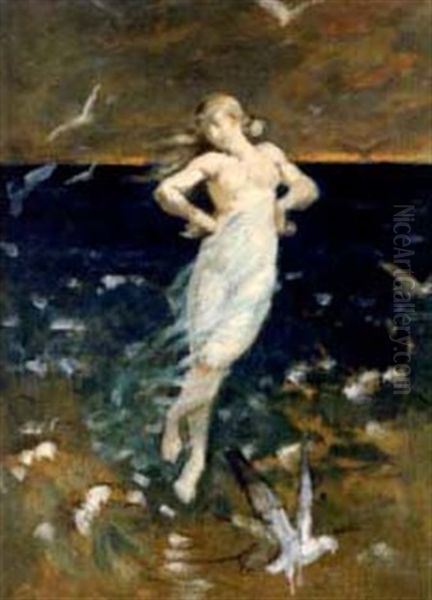 La Vague (study) Oil Painting by Edouard John E. Ravel