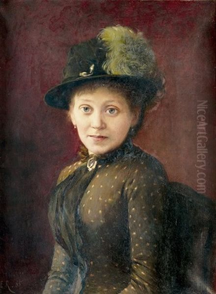 Portrat Einer Eleganten Dame Oil Painting by Edouard John E. Ravel