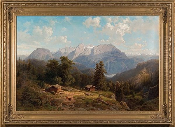 Landscape From Alps Oil Painting by Ernst Von Raven