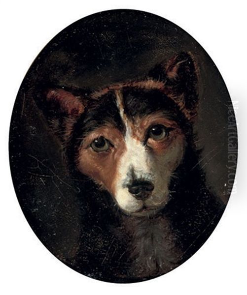 A Favorite Terrier Oil Painting by Samuel Raven