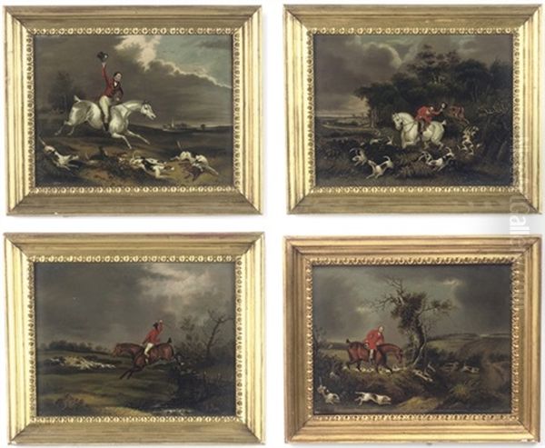 Fox Chase (+ 3 Others; 4 Works) Oil Painting by Samuel Raven