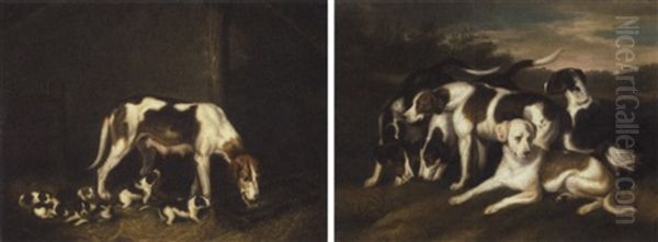 A Pack Of Hounds Oil Painting by Samuel Raven