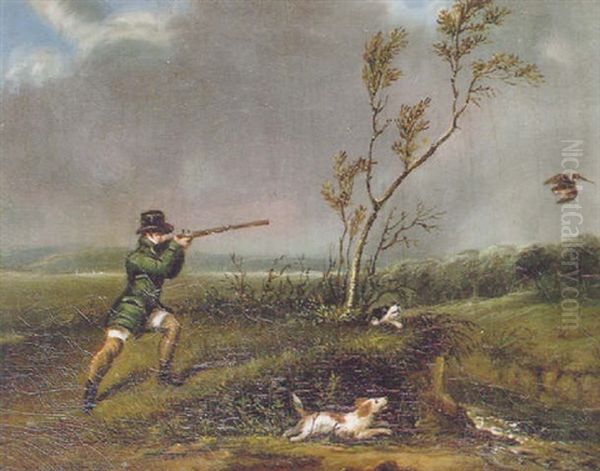 A Gentleman Shooting Woodcock Oil Painting by Samuel Raven