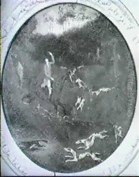 The Chase [&] The Death [med: Papier Mache;        Circular Shape] Oil Painting by Samuel Raven