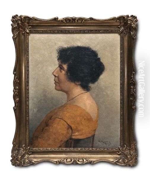 Portrait Einer Dame Mit Schwarzem Haar Oil Painting by Paul von Ravenstein