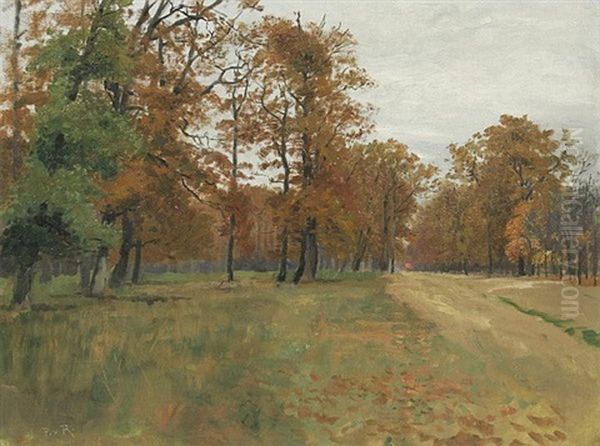 Waldweg, Herbstliche Impression Oil Painting by Paul von Ravenstein