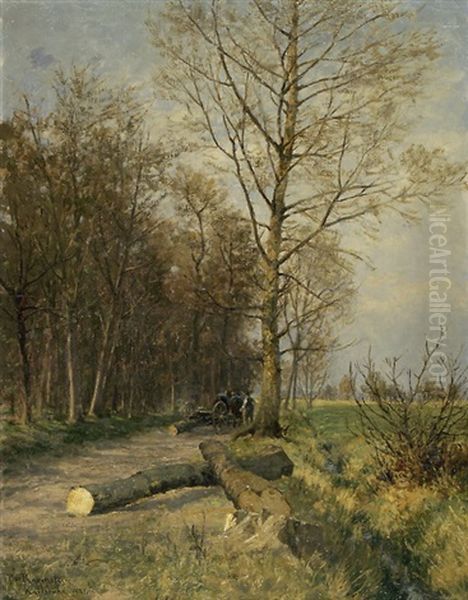 Waldrand Mit Weg Und Gefalltem Baum Oil Painting by Paul von Ravenstein