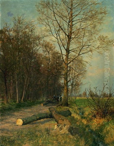 Waldrand Mit Weg Und Gefalltem Baum Oil Painting by Paul von Ravenstein