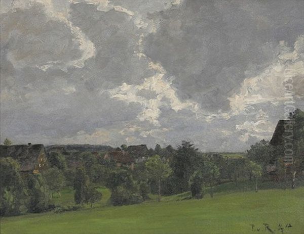 Gewitterwolken Uber Einem Kleinen Dorf by Paul von Ravenstein