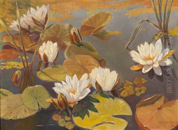 Water Lilies Oil Painting by Marie Ravenswaaij