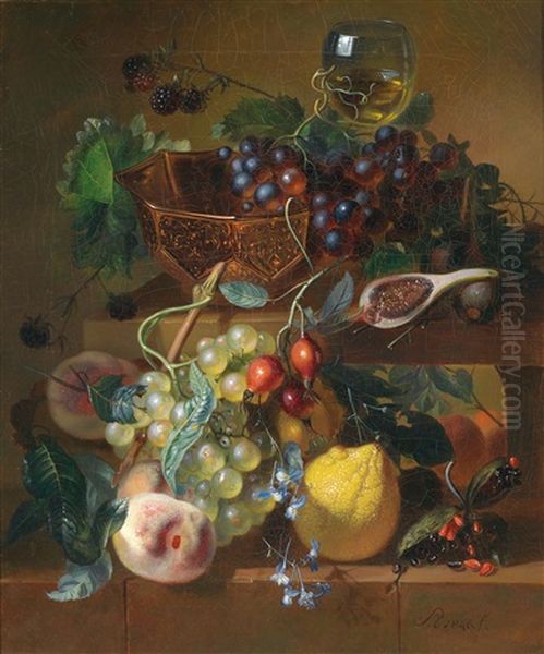 Obststillleben Mit Ziergegenstanden Oil Painting by Adriana Van Ravenswaay