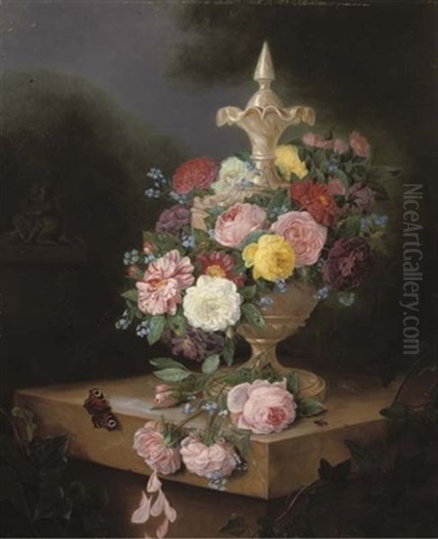 A Bouquet Of Roses Oil Painting by Adriana Van Ravenswaay