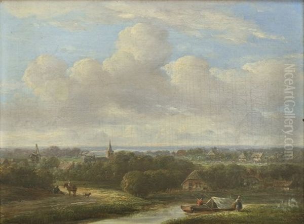 View Of Dutch Countryside Oil Painting by Jan Van Ravenswaay