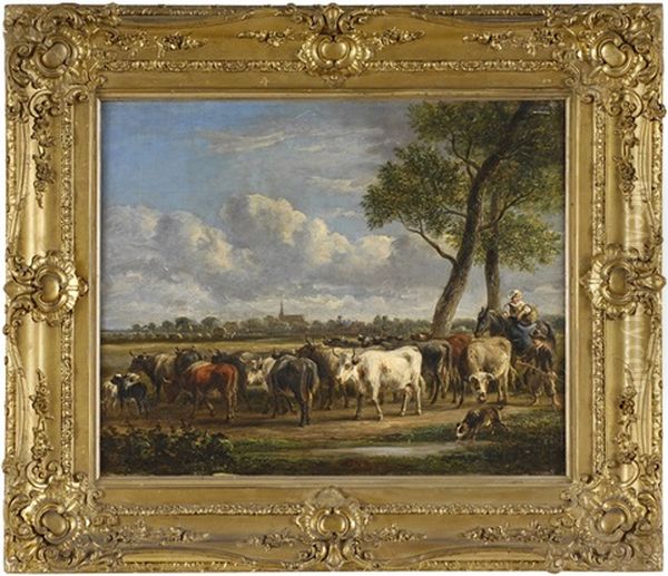 Heimtrieb Der Herde Oil Painting by Jan Van Ravenswaay