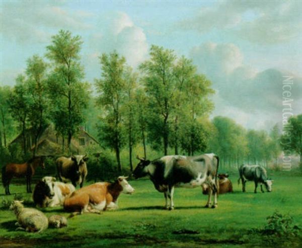 Cattle At Pasture Oil Painting by Jan Van Ravenswaay