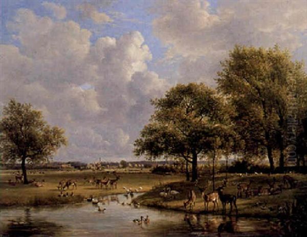 A View Of The Country Estate Hartenlust, Bloemendaal Oil Painting by Jan Van Ravenswaay