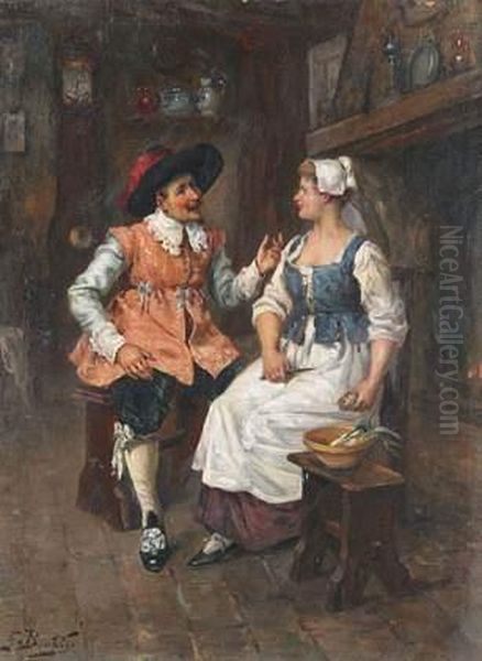 Le Soldat Galant Oil Painting by Gaston Bonfils