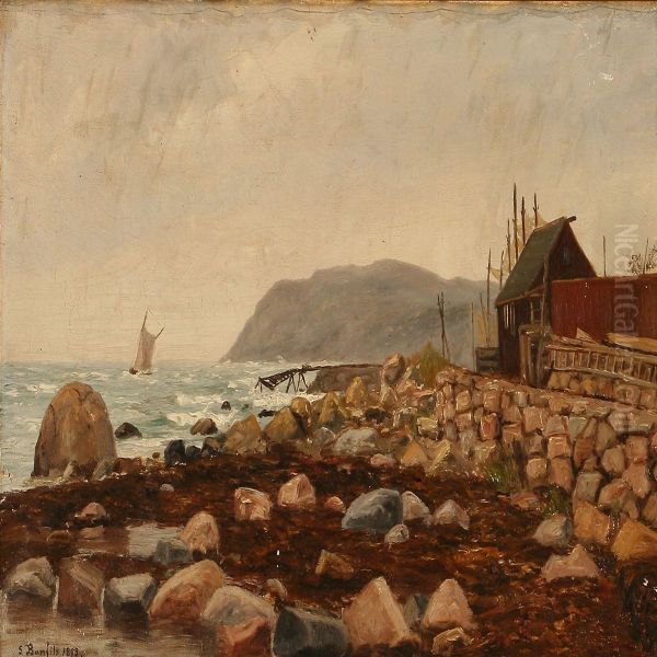 Coastal Scene Oil Painting by Louise Bonfils