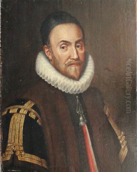 Portrait D'homme A La Veste Bordee De Fourrure Oil Painting by Jan Anthonisz Van Ravesteyn