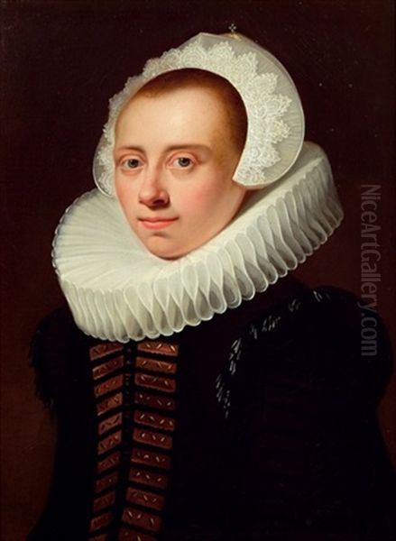 Portrait Einer Dame Mit Halskrause Oil Painting by Jan Anthonisz Van Ravesteyn