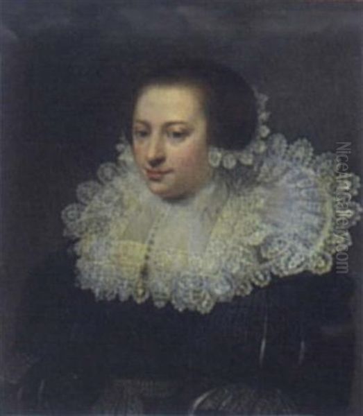 Portrait Of A Lady With Lace Collar And Cap Oil Painting by Jan Anthonisz Van Ravesteyn