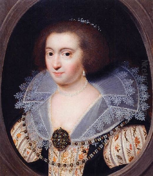 Portrait Of A Noblewoman (amalia Van Solms?) Oil Painting by Jan Anthonisz Van Ravesteyn