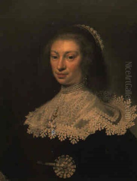 Portrait Of A Lady, Half-length, Wearing A Black Dress by Jan Anthonisz Van Ravesteyn