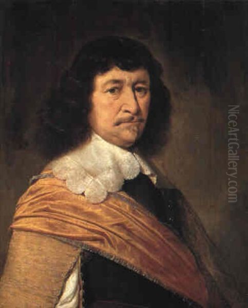 Portrait Of A Burger Wearing An Orange Sash Oil Painting by Jan Anthonisz Van Ravesteyn